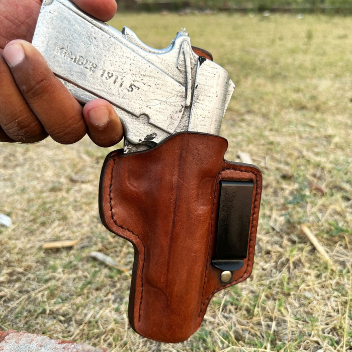 Brown IWB Leather Holster w/ Magazine Pouch