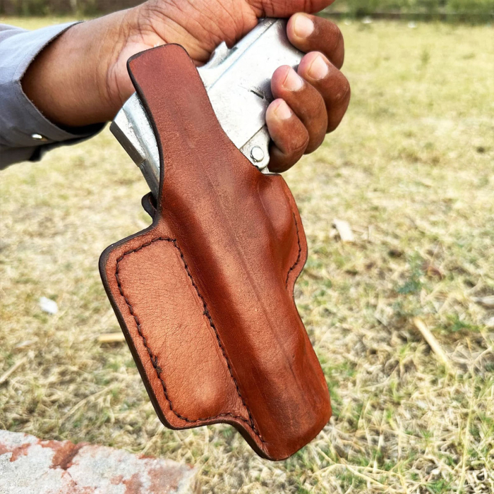 Brown IWB Leather Holster w/ Magazine Pouch