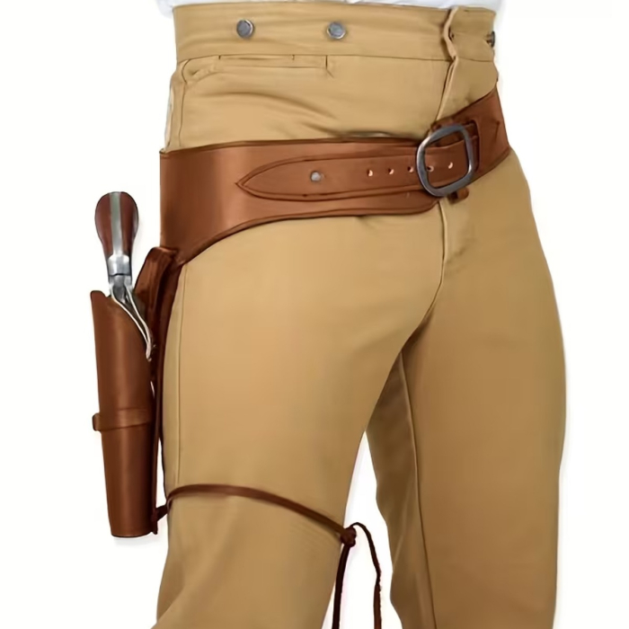 Western Faux Leather Drop Leg Holster Belt