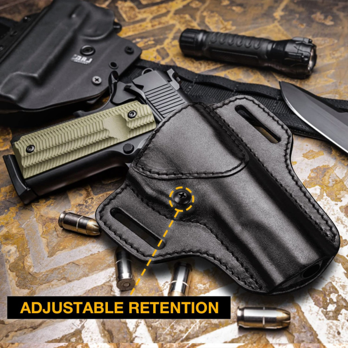 Premium Leather OWB Belt Holster With Sweat Guard