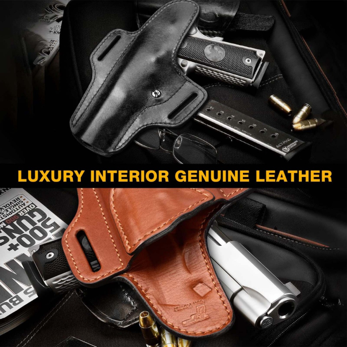 Premium Leather OWB Belt Holster With Sweat Guard