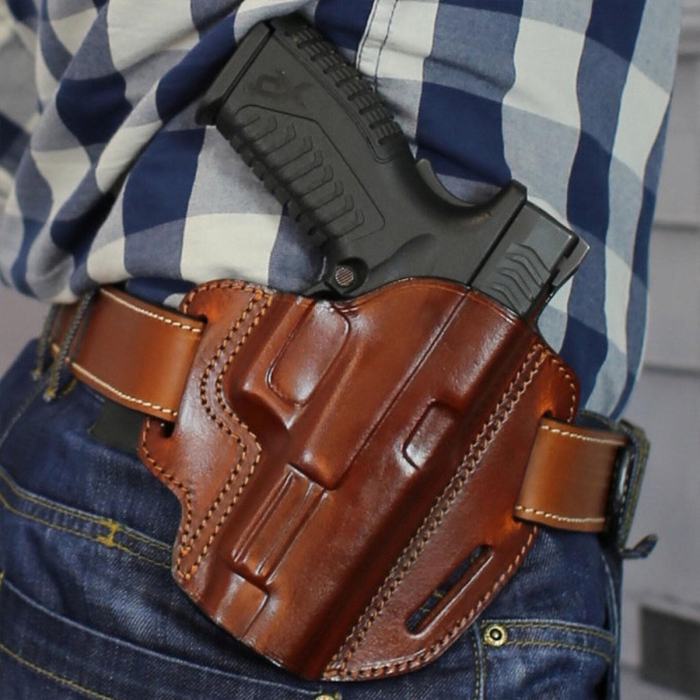 OWB Leather Gun Holster with Custom Molding - Premium Handcrafted Multiple Position Carry Holster
