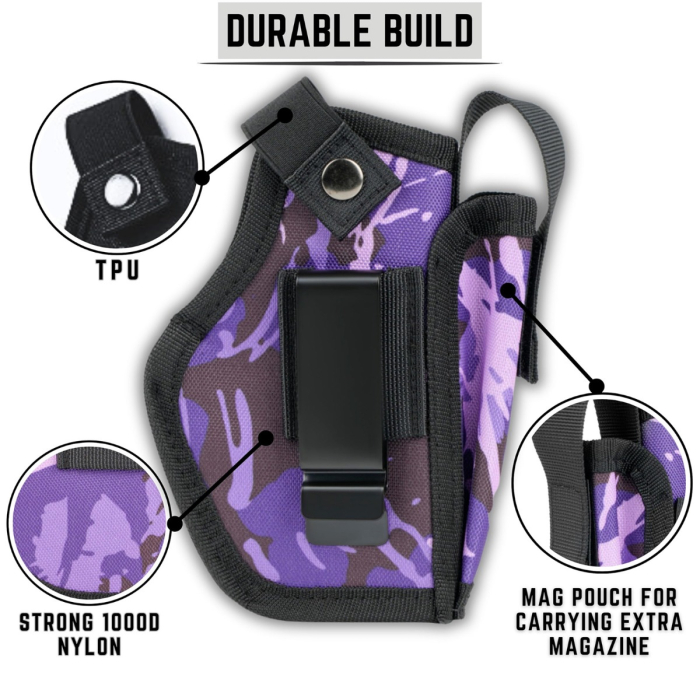Purple Camouflage Nylon IWB OWB Holster With Mag Pouch