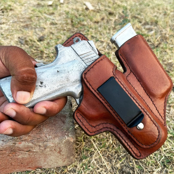 Brown IWB Leather Holster w/ Mag Pouch