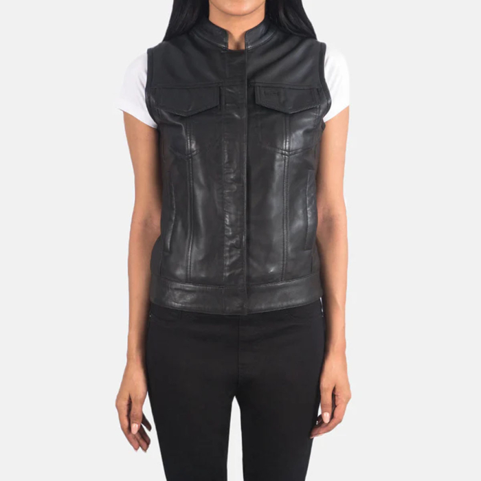 Rayne Moto Black Leather Vest