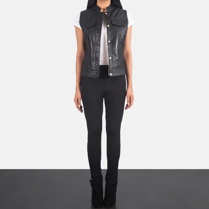Rayne Moto Black Leather Vest