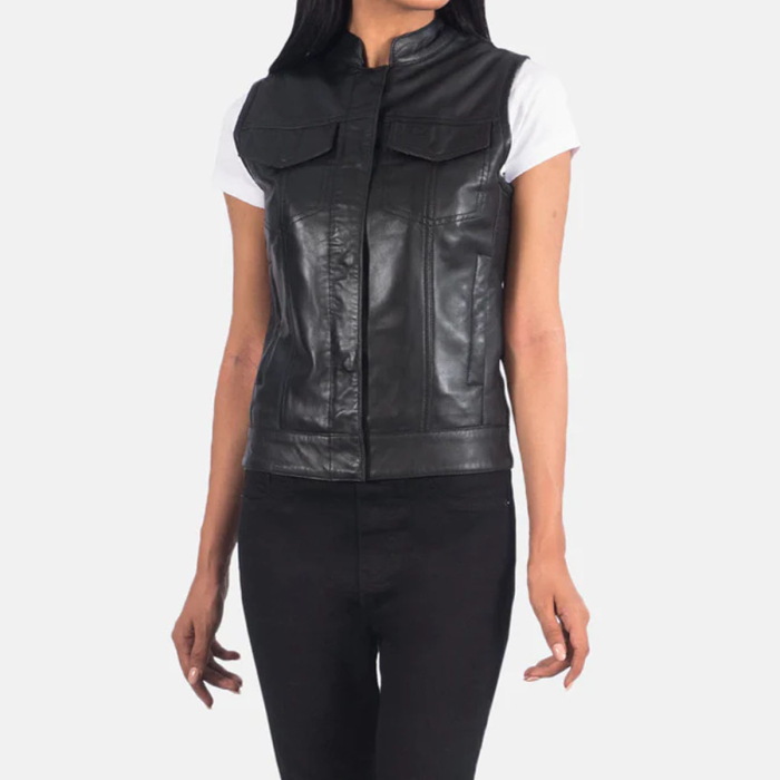 Rayne Moto Black Leather Vest