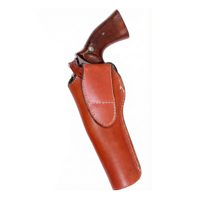 Brown Revolver Leather Holster with Retention Strap