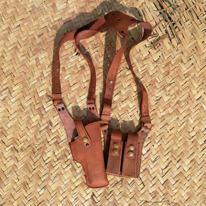 Leather Shoulder Holster for 9mm With Mag Pouches
