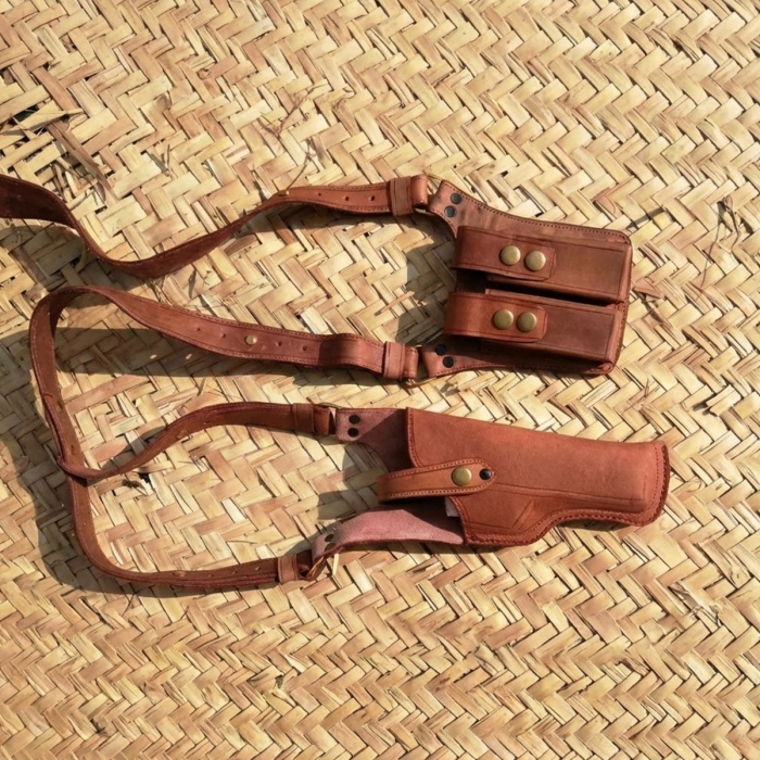 Leather Shoulder Holster for 9mm With Mag Pouches