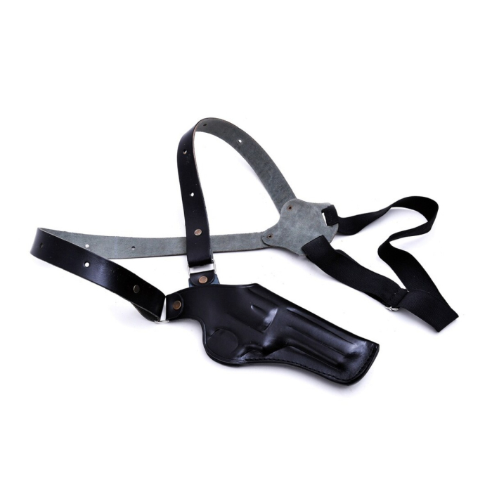 Black Leather Vertical Shoulder Holster for S&W 686 Series