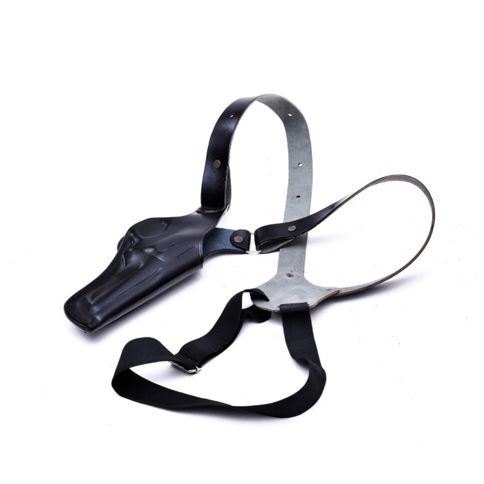 Black Leather Vertical Shoulder Holster for S&W 686 Series