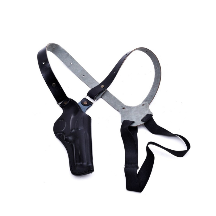 Black Leather Vertical Shoulder Holster for S&W 686 Series