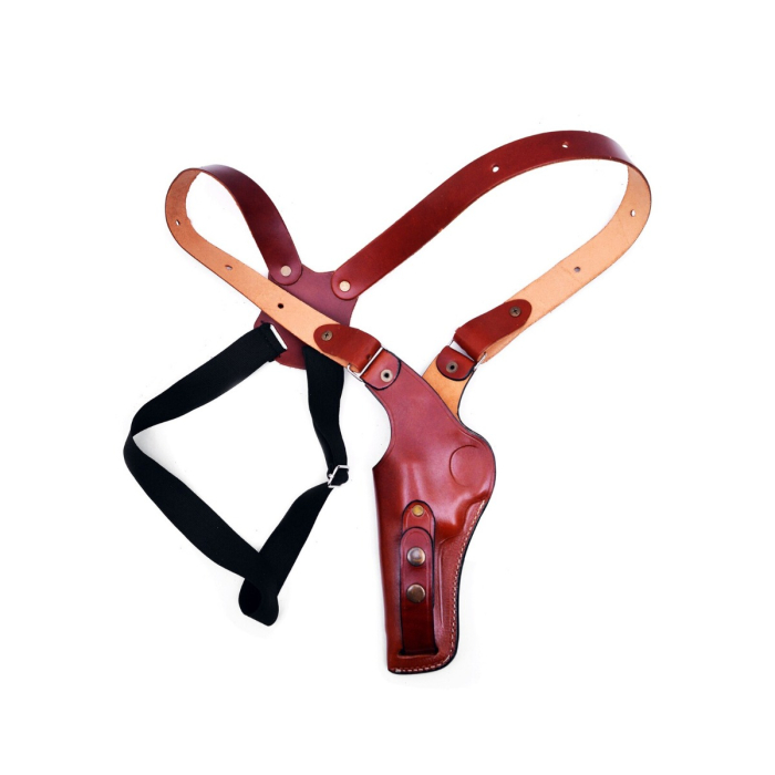 Brown Leather Vertical Shoulder Holster for S&W 686 Series