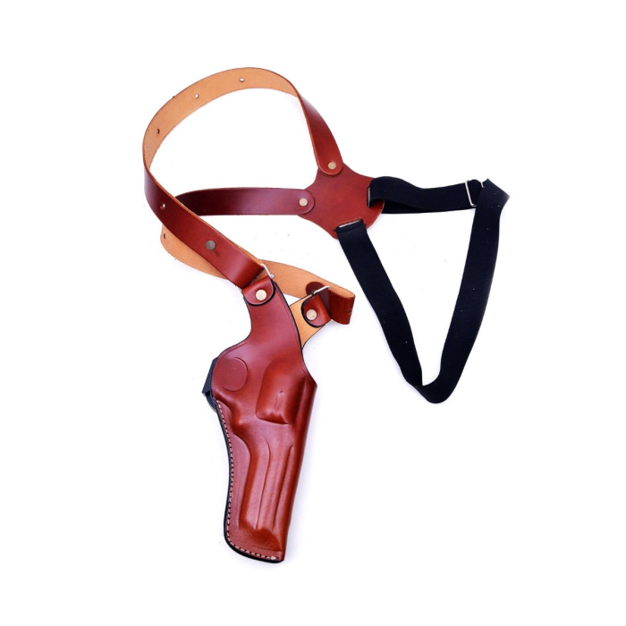 Brown Leather Vertical Shoulder Holster for S&W 686 Series