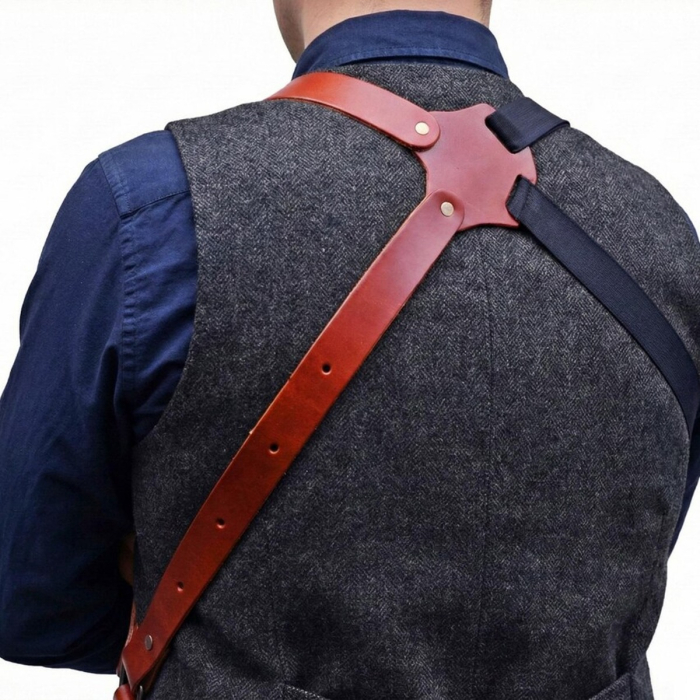 Brown Leather Vertical Shoulder Holster for S&W 686 Series