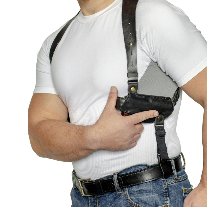 Black Leather Shoulder Holster for Makarov Pistol