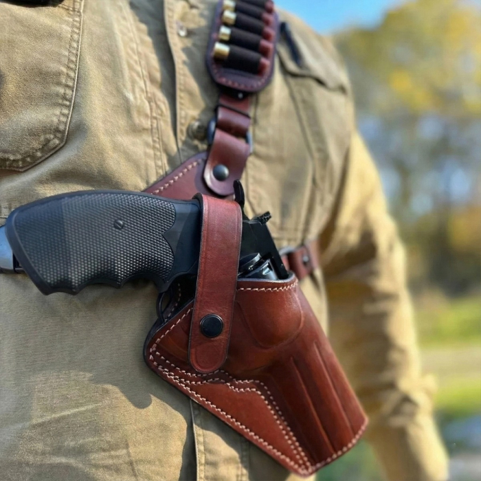 Alaskan-Style Leather Chest Holster Harness for Smith & Wesson Revolvers