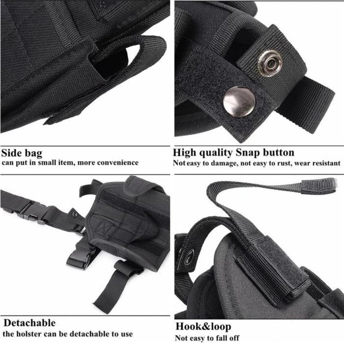 Tactical Nylon Drop Leg Holster with Adjustable Straps Black