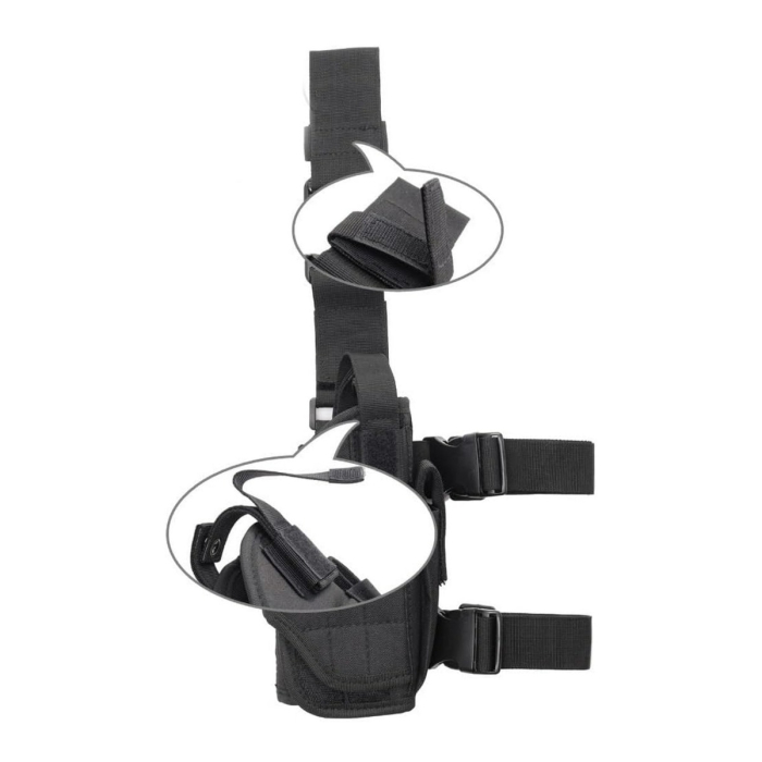 Tactical Nylon Drop Leg Holster with Adjustable Straps Black