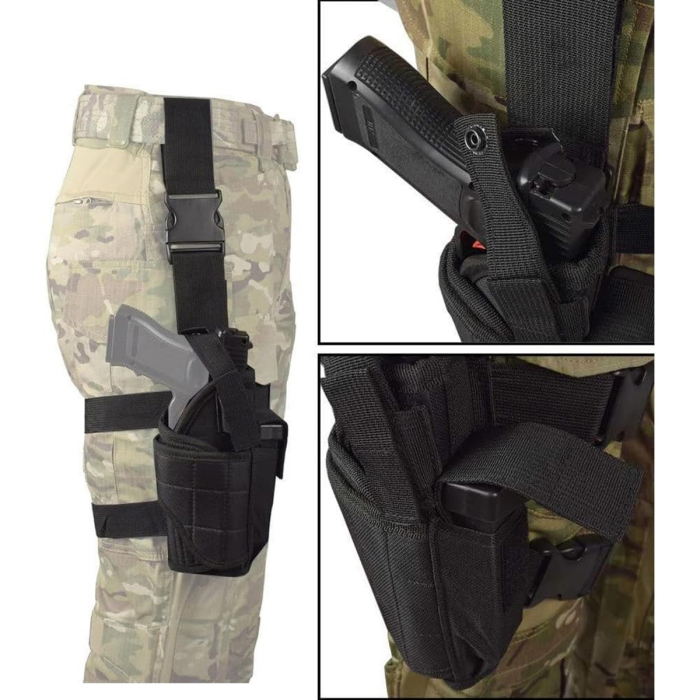 Tactical Nylon Drop Leg Holster with Adjustable Straps Black