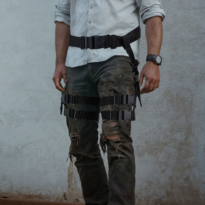 Tactical Twin Thigh Harness – Handcrafted Adjustable Straps for Adventurers & Survival Style