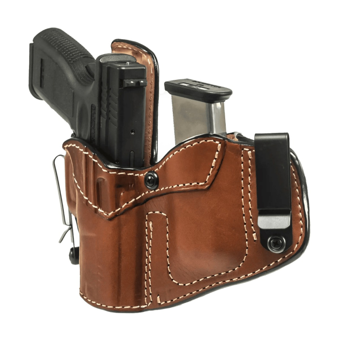 Brown Leather Dual Carry Holster With Mag Pouch