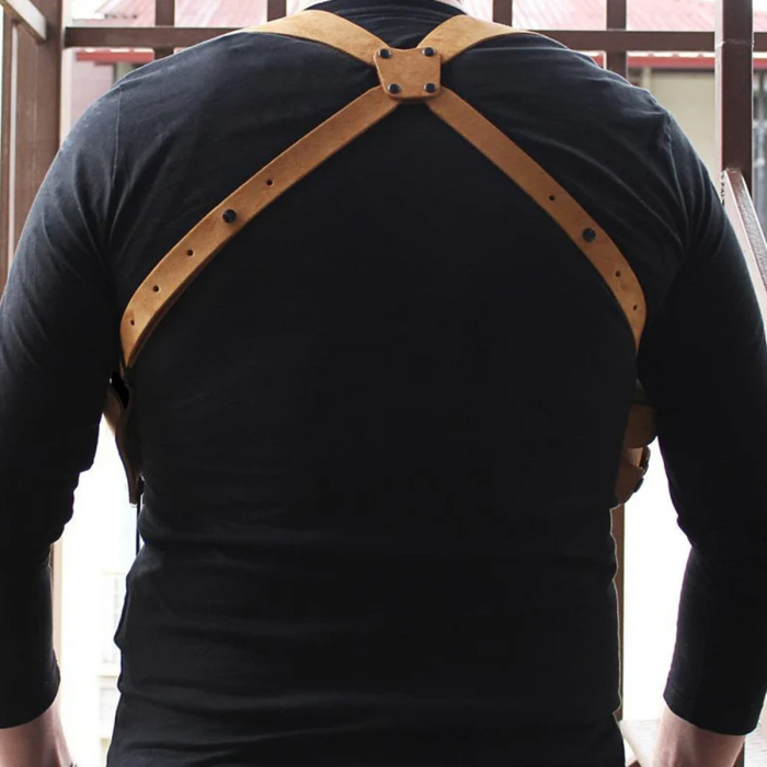 Tan Suede Horizontal Shoulder Holster With Bullet Carrier