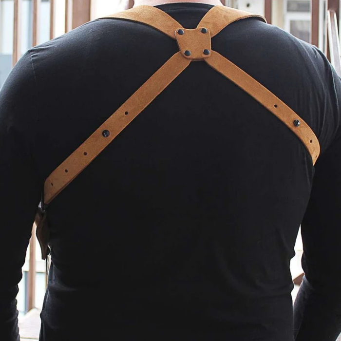 Tan Suede Horizontal Shoulder Holster With Double Mag Carrier