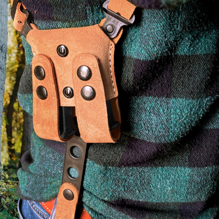 Tan Suede Horizontal Shoulder Holster With Double Mag Carrier