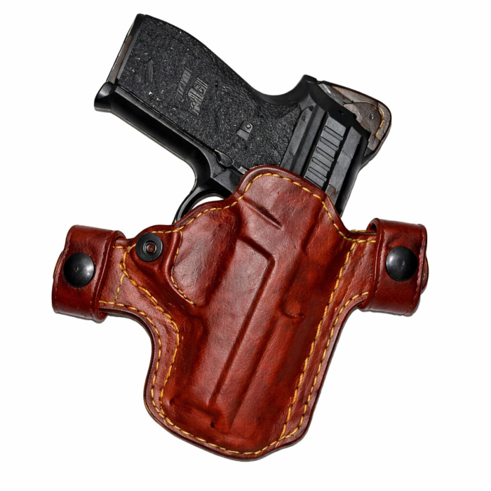 Tan Leather OWB Holster With Snap Straps