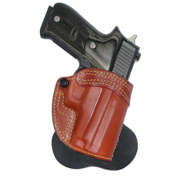 Tan Leather Paddle Holster With Belt Lock Tabs