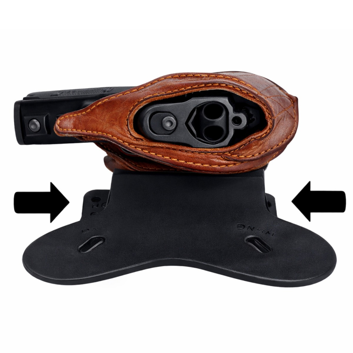 Tan Leather Paddle Holster With Belt Lock Tabs