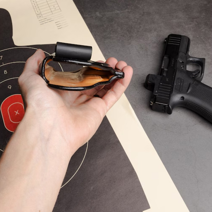 Tan Lined Leather IWB Holster With Polymer Clip