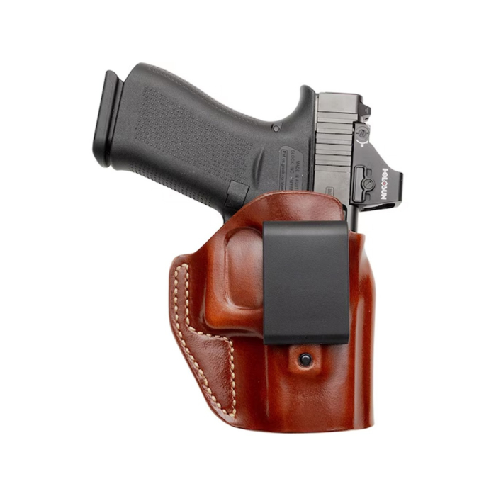 Tan Lined Leather IWB Holster With Polymer Clip