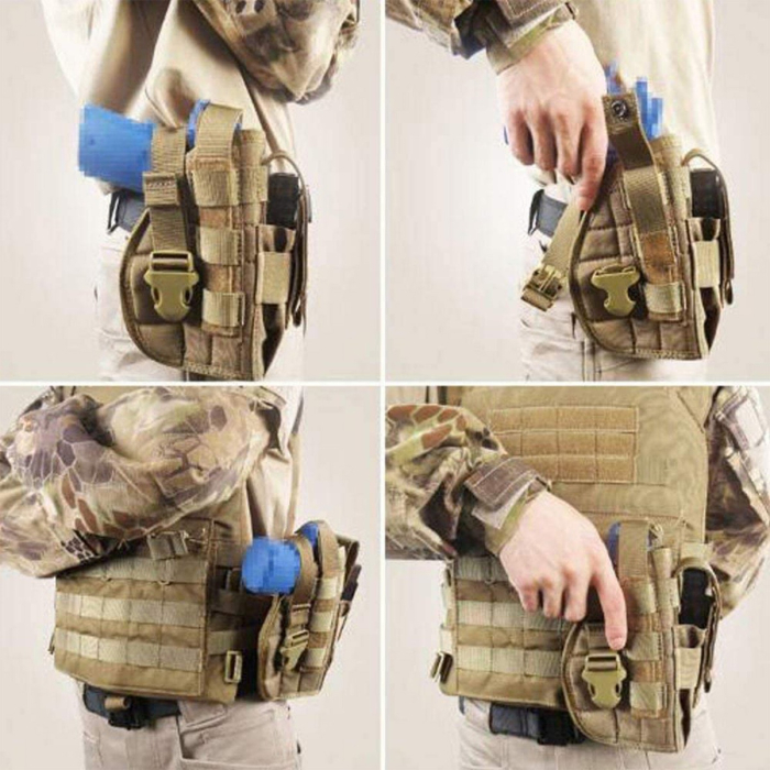 Tan Nylon MOLLE Hunting Holster With Mag Pouch