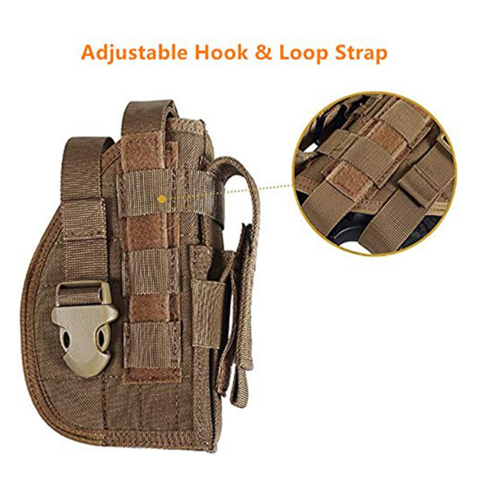 Tan Nylon MOLLE Hunting Holster With Mag Pouch