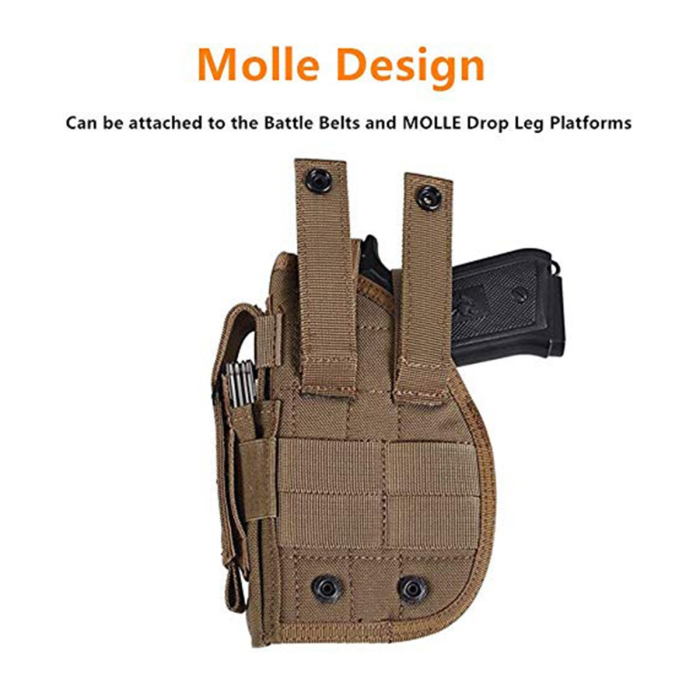 Tan Nylon MOLLE Hunting Holster With Mag Pouch