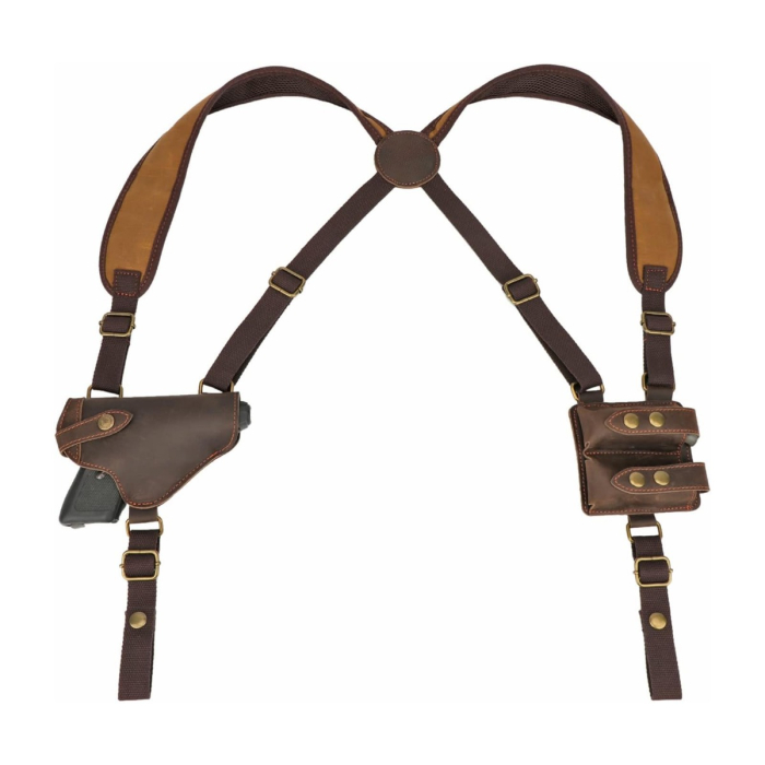 Tourbon Canvas & Brown Leather Horizontal Shoulder Holster System