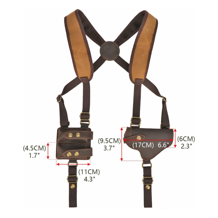 Tourbon Canvas & Brown Leather Horizontal Shoulder Holster System