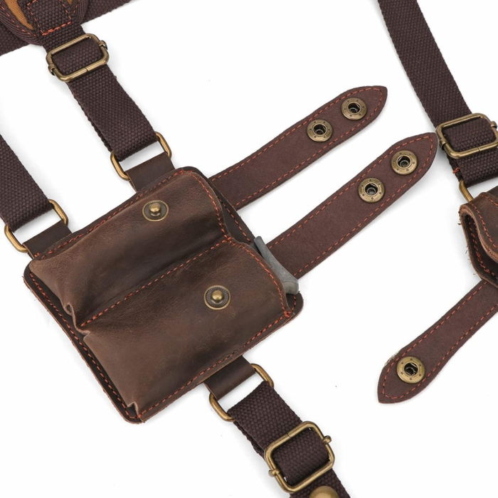 Tourbon Canvas & Brown Leather Horizontal Shoulder Holster System
