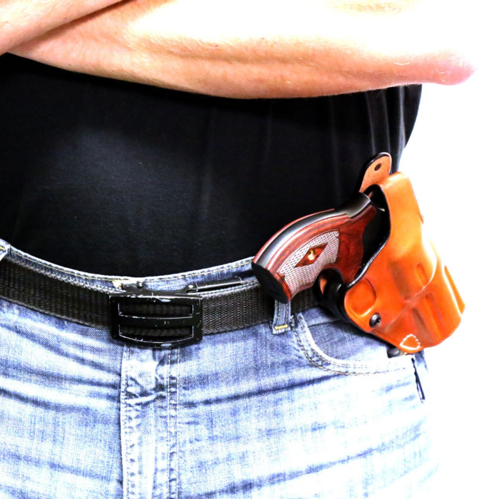 Two Way OWB Leather Revolver Holster With Thumb Break