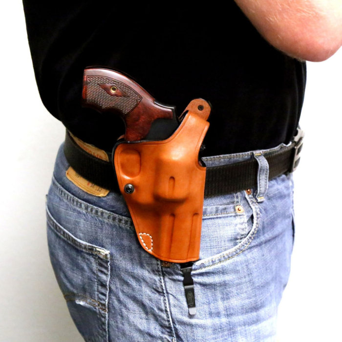 Two Way OWB Leather Revolver Holster With Thumb Break