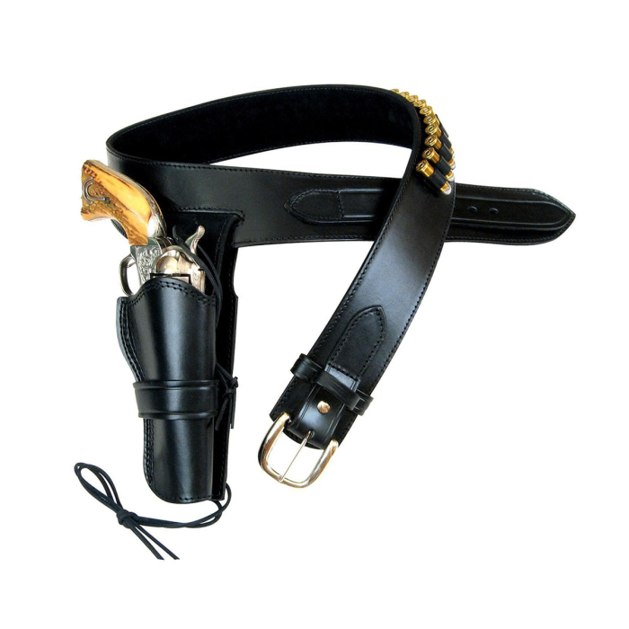 Westerner Fast Draw Leather Gun Belt with Bullet Loops – Open Top OWB Western Leather Holster