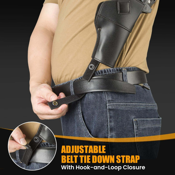 Black Vertical Shoulder Holster with Double Magazine Pouch