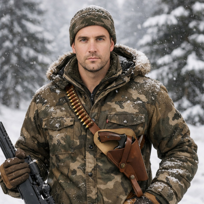 US M3 Victory Revolver Brown Leather Shoulder Holster with .38 Shell Loops (WWII Replica)