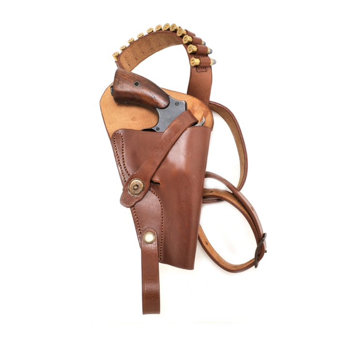 US M3 Victory Revolver Brown Leather Shoulder Holster with .38 Shell Loops (WWII Replica)