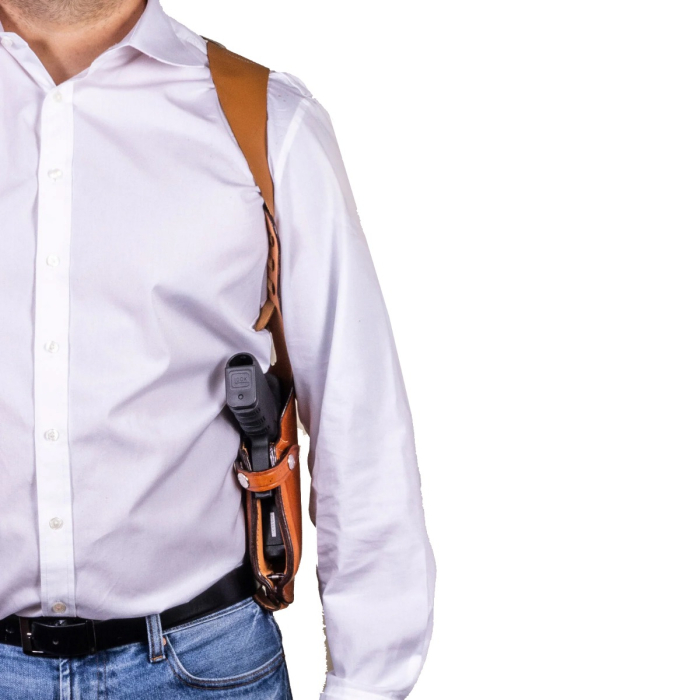 Leather Vertical Shoulder Holster With Dual Retention