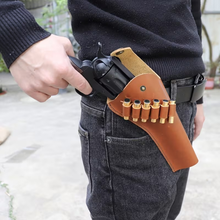Vintage Western Leather Revolver Holster with Cartridge Loops