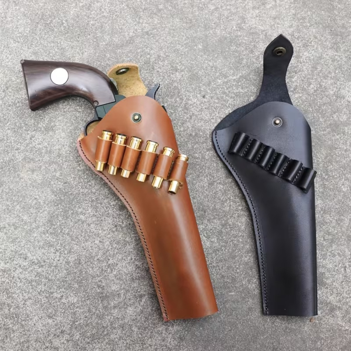 Vintage Western Leather Revolver Holster with Cartridge Loops